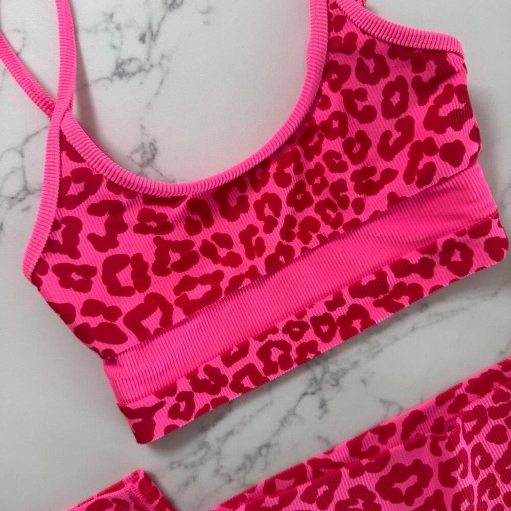 Beach Riot Ayla Legging & Eva Top Ribbed Workout SET - Love Leopard - Size XS/S - Picture 3 of 4